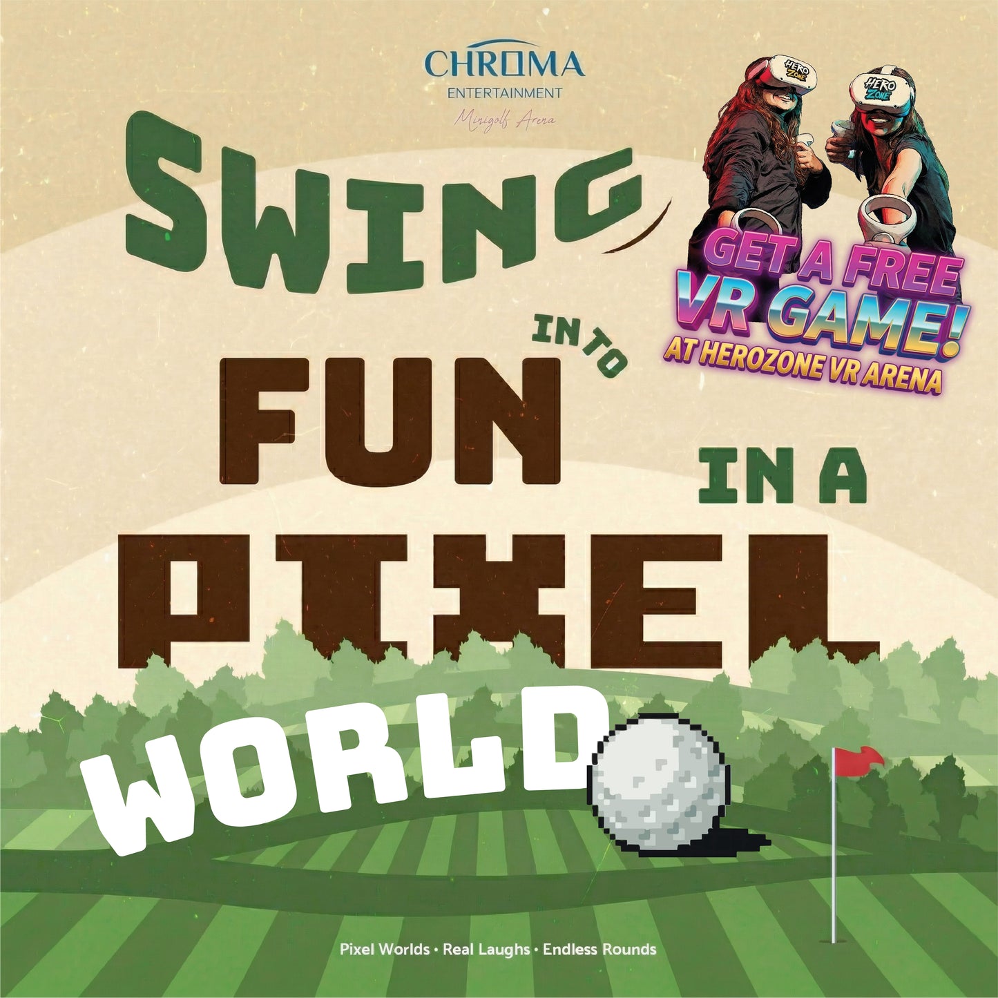 Mini Golf (60 minutes) + Free 01 game of Herozone (wireless VR gaming)